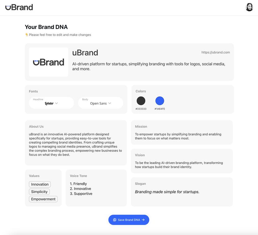 Generate Your Brand DNA with AI — Fast, Fun, and Easy - uBrand.com