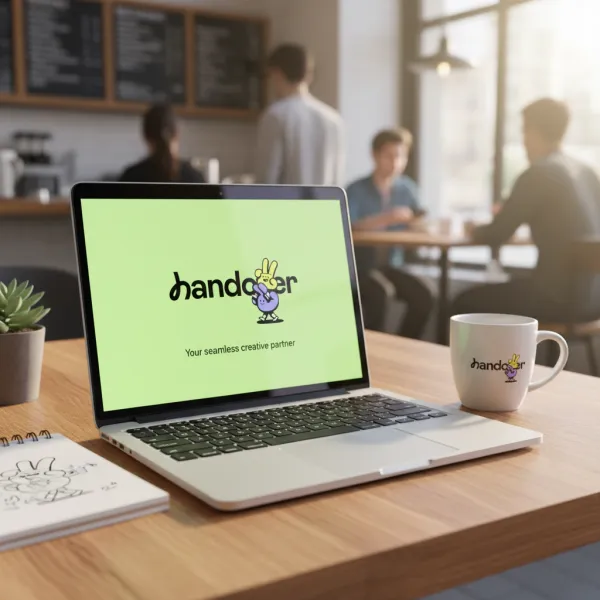 Place your brand on a sleek MacBook Air mockup in a lively setting—cozy café table, sunny balcony, or creative studio desk. The laptop screen displays brand-related content, with the logo naturally integrated and clearly visible. Soft daylight or ambient lighting creates realistic reflections on the aluminum body. Add subtle playful details like a coffee cup, notebook, or small plant for a fun yet professional look.