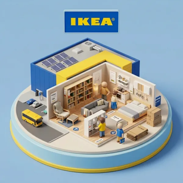 Analyze the uploaded logo to extract its key visual elements and dominant color palette.

Create a 45° top-down isometric miniature 3D cartoon diorama inspired by the brand identity. Include a small raised base featuring recognizable architectural or product elements. Soft refined textures, realistic PBR materials, gentle natural lighting. Tiny stylized characters allowed (no facial details).

Use a clean solid background that harmonizes with the extracted color palette.

Display only the official uploaded logo centered above the diorama.