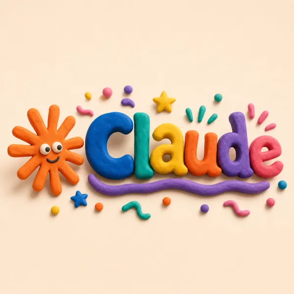 Transform the uploaded logo into a super playful, colorful 3D claymation design, inspired by Aardman Animations. Reimagine the logo’s shapes and text as soft, tactile plastilina clay with vibrant, saturated, cheerful colors. Add whimsical accents, lively textures, and fun handcrafted details to make the logo feel dynamic, joyful, and full of personality. Keep it recognizable, with soft studio lighting and a simple background, bursting with charm and playful energy.