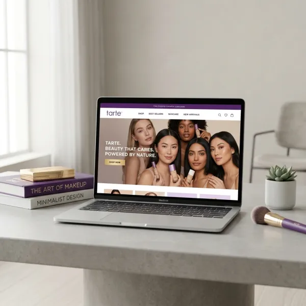 A sleek laptop is positioned on a table in a clean, minimalist setting. The screen displays a website or interface automatically generated from the uploaded logo, using the brand’s colors, typography, and visual style. Additional props, such as books or accessories, can be arranged to complement the composition and brand aesthetic.

Soft, natural lighting highlights textures and subtle reflections, creating an elegant, sophisticated atmosphere. The background is simple and neutral to keep focus on the laptop and brand content. Slightly elevated, eye-level perspective emphasizes clean lines and modern design.