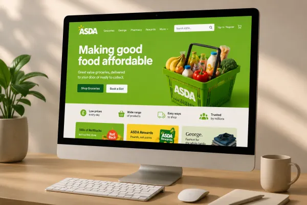 Create a realistic desktop computer mockup showcasing a brand website using the uploaded logo. The website design should reflect the brand’s colors, typography, and personality. Display the computer at a slight angle with soft studio lighting, on a clean desk or minimal background. Ensure the screen clearly shows the homepage or main landing page, with balanced composition, realistic reflections, and a polished, professional look that highlights the brand identity.