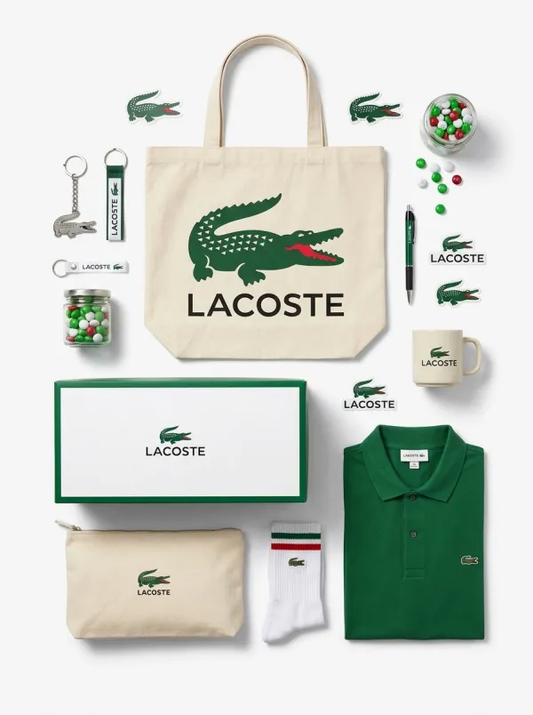 A top-down flat lay of branded merchandise automatically styled with the uploaded logo and brand colors. Central items, such as tote bags, boxes, pouches, and small accessories, feature the brand’s logo and color palette. Additional props like stickers, small packages, or candy can be included to enhance the composition.

Clean white background with even, bright lighting to highlight colors and textures. Playful, organized, and visually inviting layout, creating a cheerful, modern, and fun brand presentation suitable for social media, marketing, or e-commerce showcases.