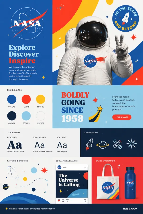 Playful brand kit for the uploaded brand, bold colors, fun typography, modern layout.