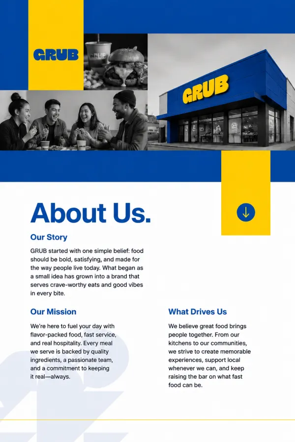 Generate a About us poster for my brand.
Analyze the uploaded social post for its core design structure (layout, typography, hierarchy, spacing) and extract its visual system.Use the uploaded brand image as identity reference.
Create a new, original post that follows the same design logic but fully adapts all content and messaging to match the brand’s identity, information, and positioning. Keep strong typography, clear hierarchy, and cohesive branding.